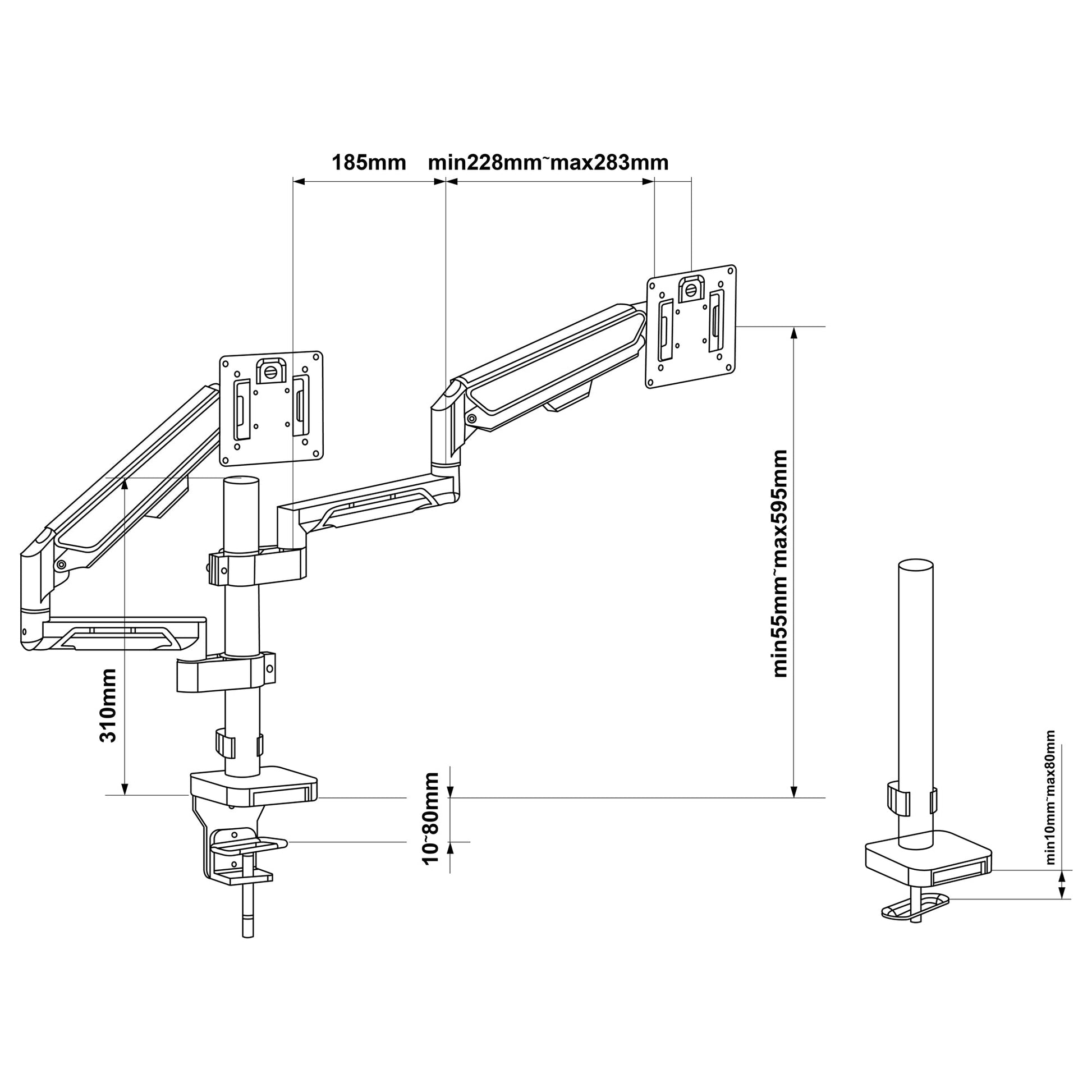 Monitor Arm voor Twee Schermen - SH - X7 - Douxe