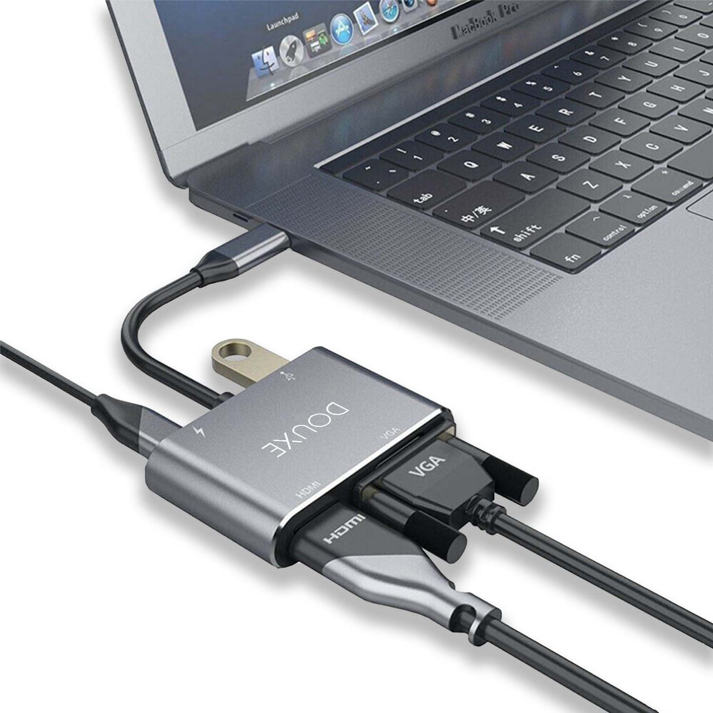 USB-C hub naar HDMI, VGA, USB A 3.0 en USB-C 3.1 - Douxe