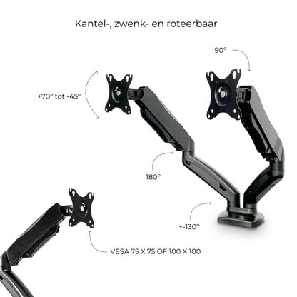 Gasveer Monitor arm voor twee schermen - FM - SPM2 - Douxe