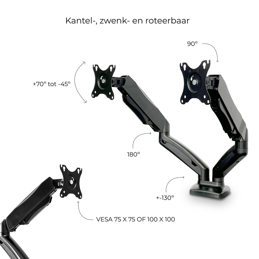 Gasveer Monitor arm voor twee schermen - FM-SPM2 - monitorbeugel - Douxe