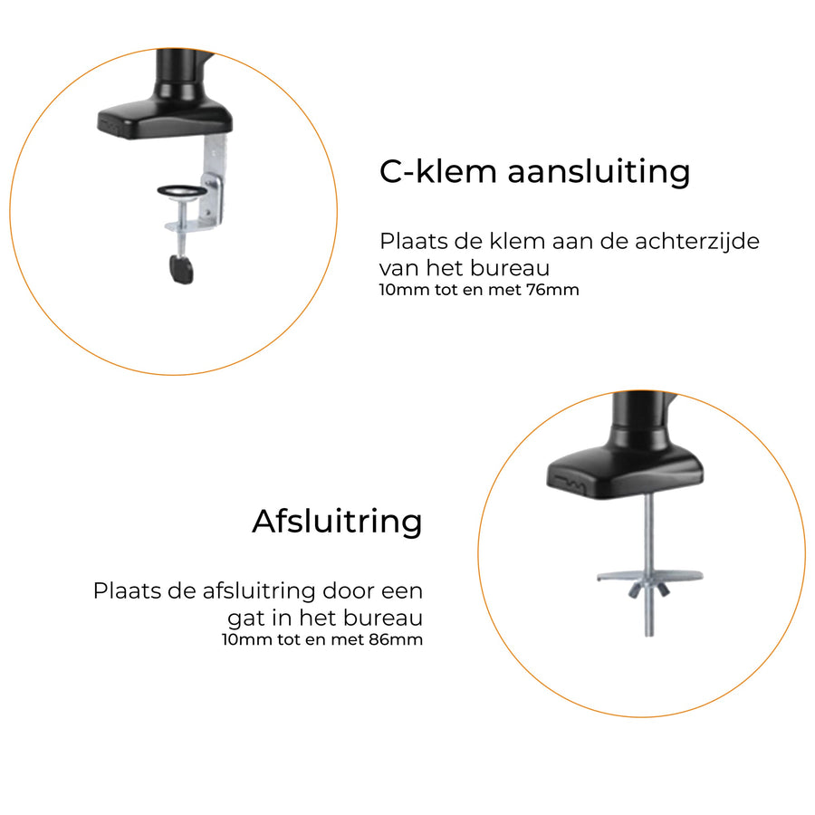 Gasveer Monitor arm voor twee schermen - FM-SPM2 - monitorbeugel - Douxe