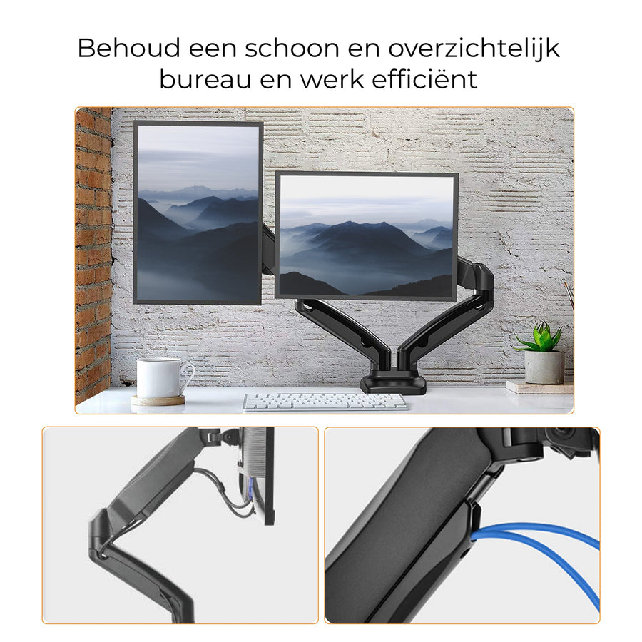 Gasveer Monitor arm voor twee schermen - FM-SPM2 - monitorbeugel - Douxe