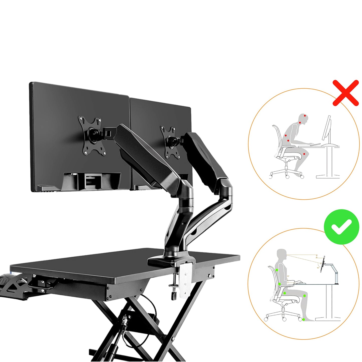 Gasveer Monitor arm voor twee schermen - FM - SPM2 - Douxe