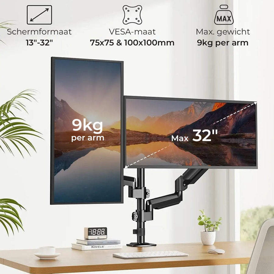 Monitor Arm voor Twee Schermen - SH-AMPS-2 - monitorbeugel - Douxe