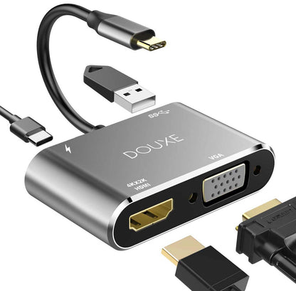 USB-C hub naar HDMI, VGA, USB A 3.0 en USB-C 3.1 - Douxe