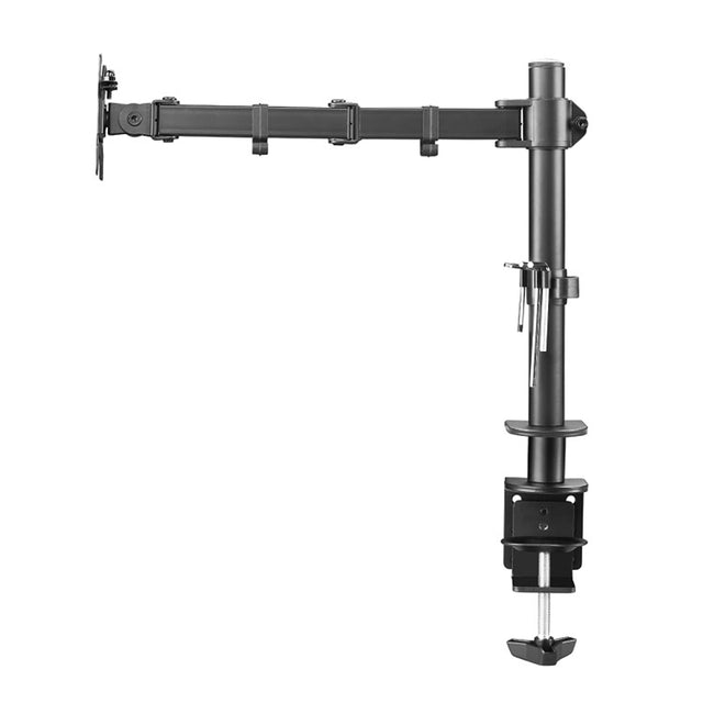 Zijaanzicht van de DXM-1 met uitgestrekte arm en klem op de bureaurand