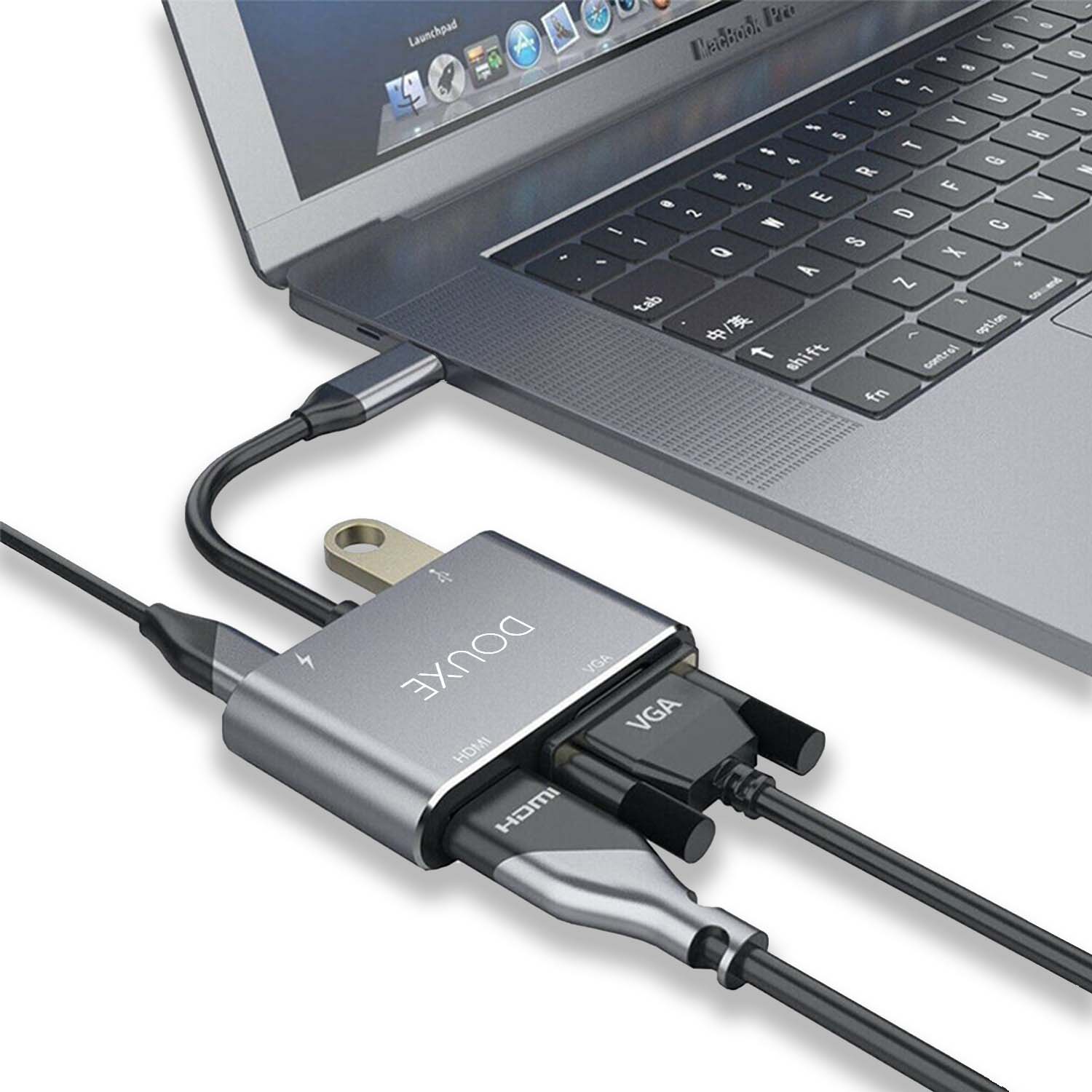 USB - C hub naar HDMI, VGA, USB A 3.0 en USB - C 3.1 - Douxe
